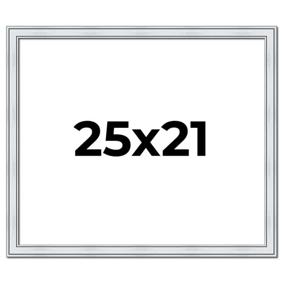25x21 Frame Sterling Silver Solid Wood Picture Frame | 1.25 Inch Moulding Width | 0.75 Inch