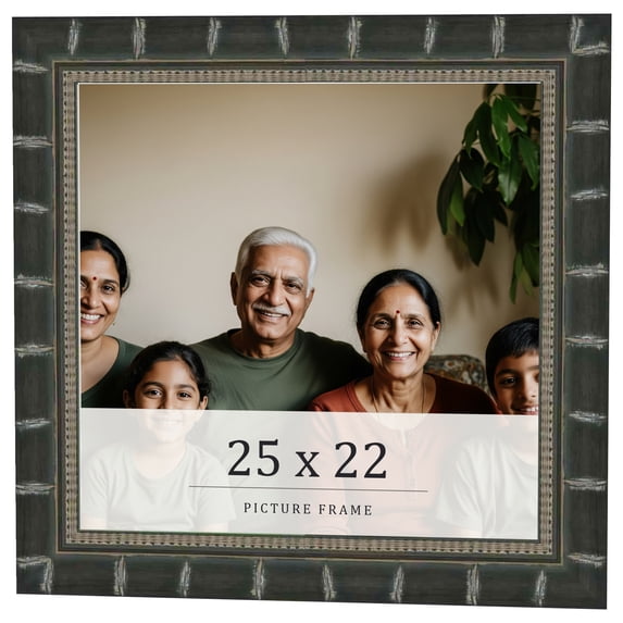 25x22 Frame Black Bamboo Solid Wood Picture Frame Width 1.5 Inches | Interior Frame Depth 0.5