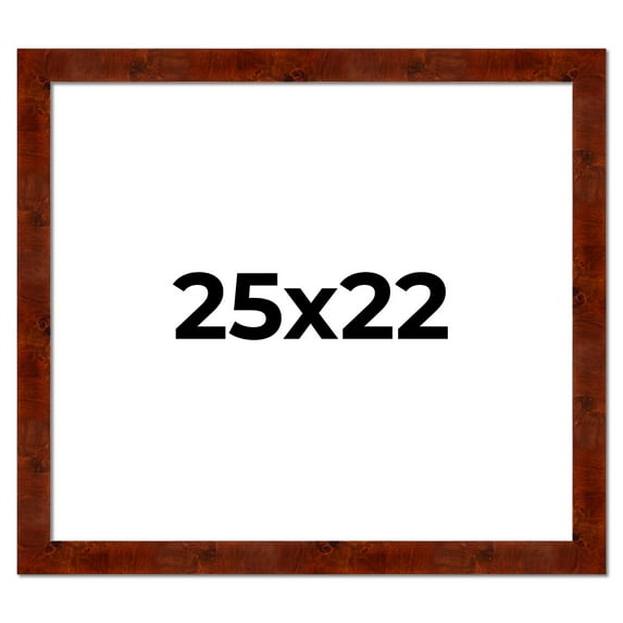 25x22 Walnut Brown Veneer Real Wood Picture Frame Width 1.75 inches | Interior Frame Depth 0.5