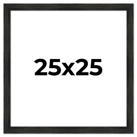 25x25 Frame Black Rustic Barnwood Solid Wood Picture Frame | 1.5 Inch Moulding Width | Includes UV