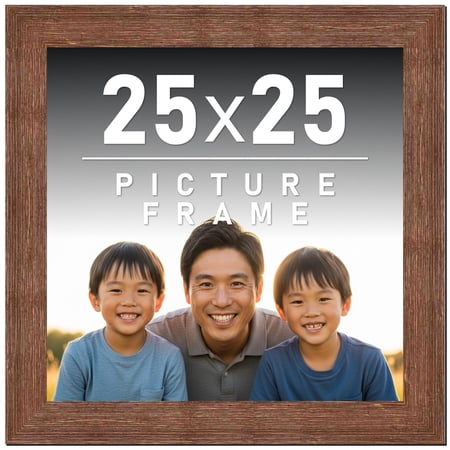 25x25 Frame Brown Distressed Barnwood Picture Frame | Rustic Farmhouse Photo Frame Includes UV