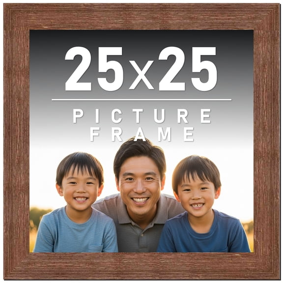 25x25 Frame Brown Distressed Barnwood Picture Frame | Rustic Farmhouse Photo Frame Includes UV