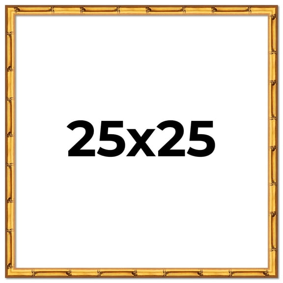 25x25 Frame Gold Bamboo Solid Wood Picture Frame | 0.75 Inch Moulding Width | Interior Frame Depth