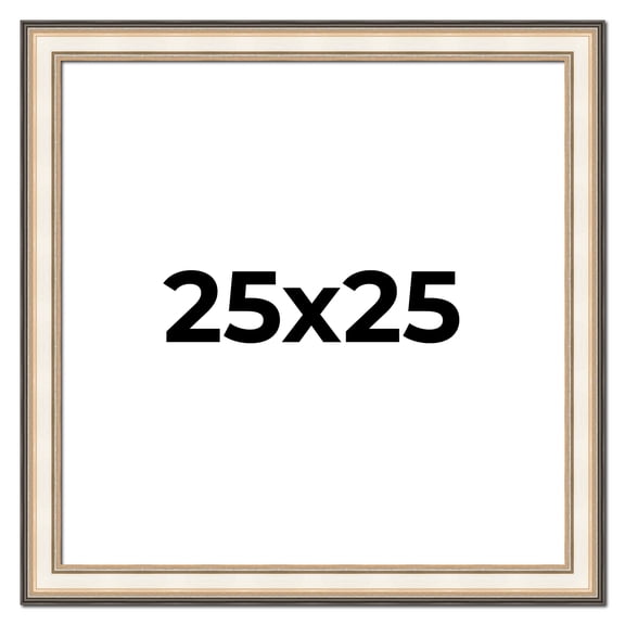 25x25 Frame Gold Silver Plein Aire 2" Inch Wide Moulding Solid Wood Picture Frame | Modena