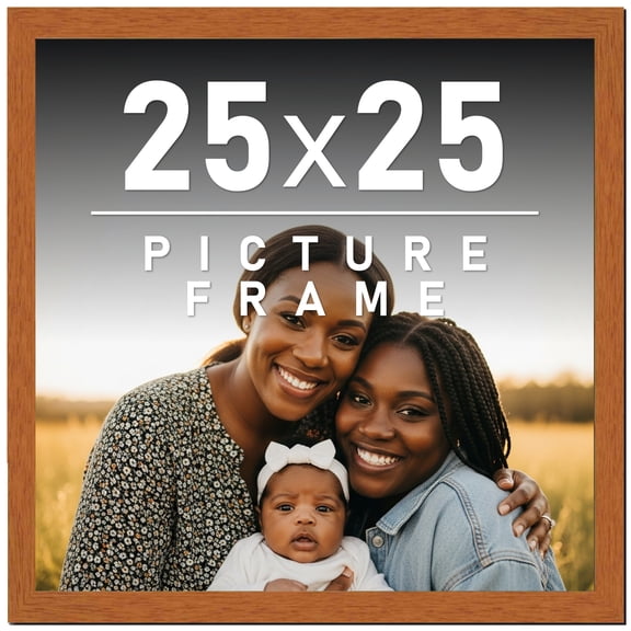 25x25 Frame Honey Pecan Brown Picture Frame - Modern Photo Frame Includes UV Acrylic Shatter Guard