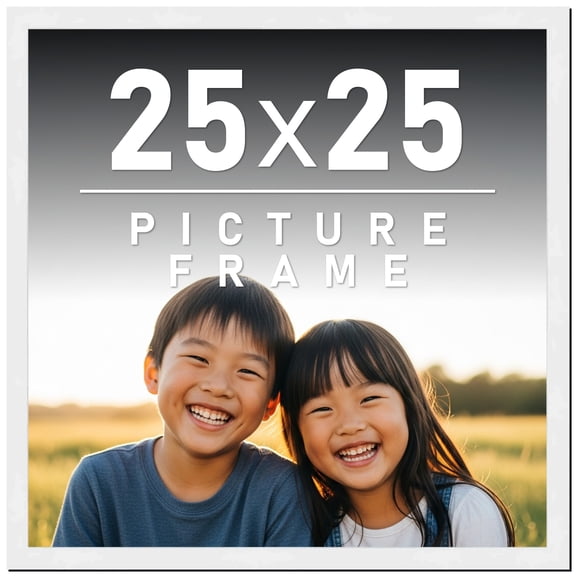 25x25 Frame White Solid Wood Picture Frame Includes UV Acrylic Shatter Guard Front, Acid Free Foam