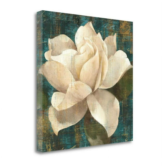 25x25 Gardenia Blossom Turquoise By Albena Hristova on Canvas Fabric Multi-Color