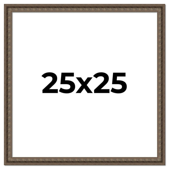 25x25 Ornate Brown Real Wood Picture Frame Width 1.5 Inches | Interior Frame Depth 0.5 Inches |