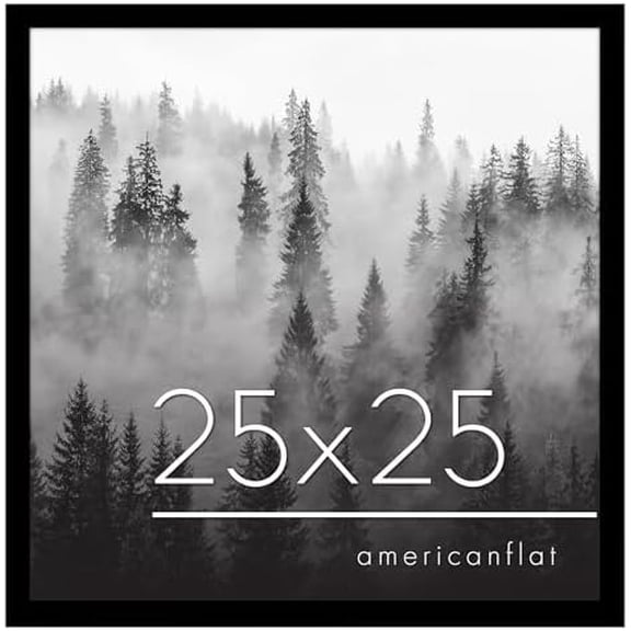 25x25 Picture Frame with Polished Plexiglass - Epic Collection - Square Picture Frame with Engineered Wood - Wide Photo Frames for Wall display - Black