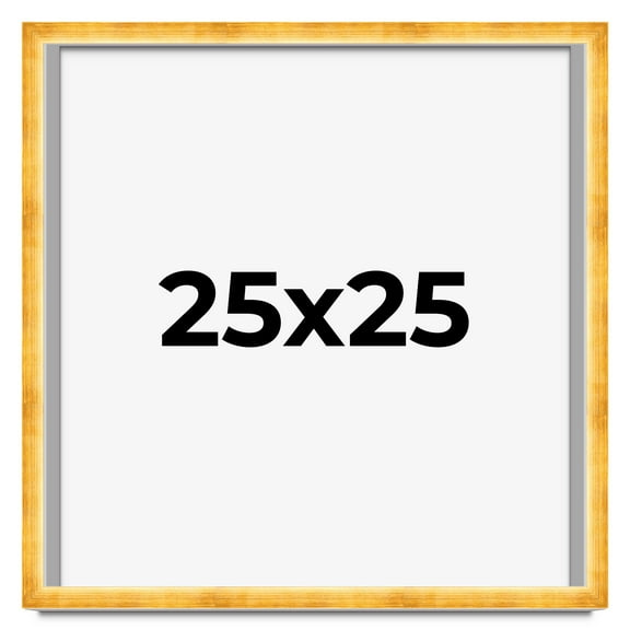 25x25 Shadow Box Frame Gold | 1.625 Inches Deep Real Wood Traditional Shadowbox Display Frame | UV