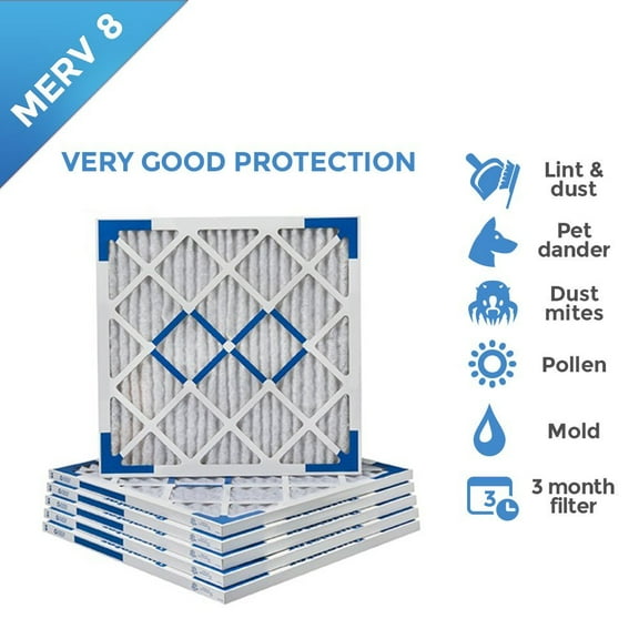 25x25x1 air filter, Purolator Hi-E 40 Extended Surface Pleated Air Filter, Nominal Size 25" W x 25" H x 1" D, Actual Size 24-1/2W x 24-1/2H x D, MERV 8, (6-pack)