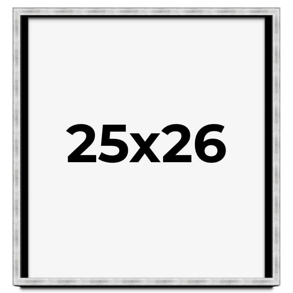 25x26 Frame Brushed Silver Solid Wood Picture Frame | 0.75 Inch Moulding Width | Rabbet Depth 0.75
