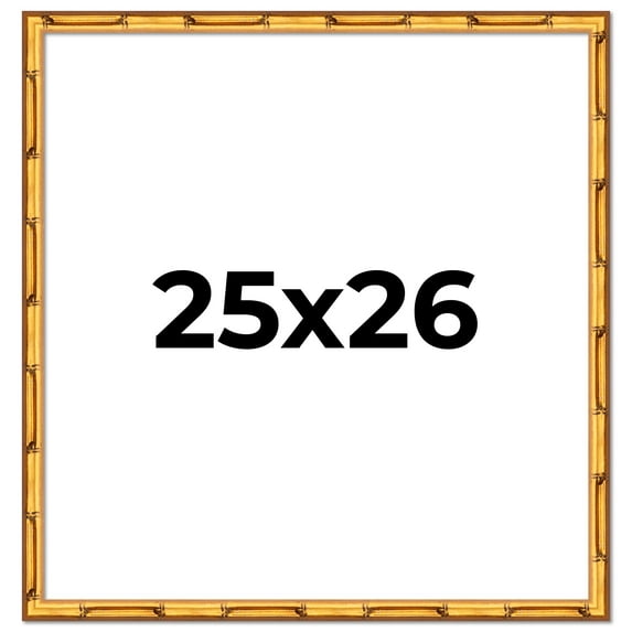 25x26 Frame Gold Bamboo Picture Frame - Complete Modern Photo Frame Includes UV Acrylic Shatter