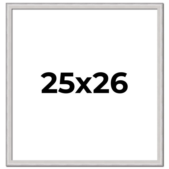 25x26 Frame Silver Inner Slope Bevel Picture Frame | 1 Inch Moulding Width | 0.75 Inch Rabbet Depth