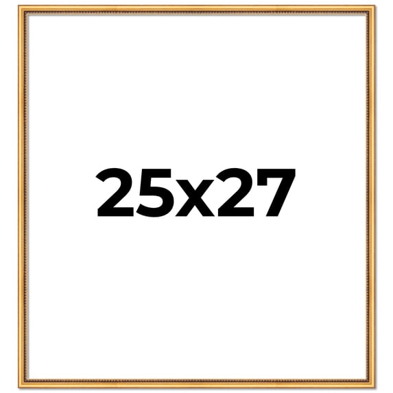 25x27 Frame Beaded Gold Solid Wood Picture Frame | 0.75 Inches Moulding Width | Liscio Oro