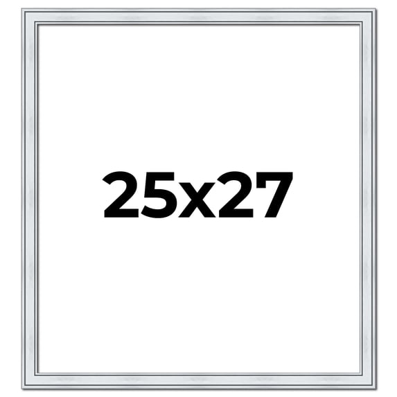 25x27 Frame Sterling Silver Solid Wood Picture Frame | 1.25 Inch Moulding Width | 0.75 Inch