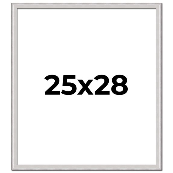 25x28 Frame Silver Inner Slope Bevel Picture Frame | 1 Inch Moulding Width | 0.75 Inch Rabbet Depth