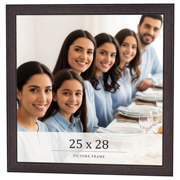 25x28 Rustic Brown Real Wood Picture Frame Width 0.75 inches | Interior Frame Depth 0.5 inches |
