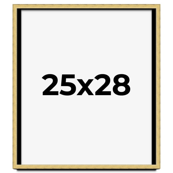 25x28 Shadow Box Frame Gold | 1.375 Inches Deep Real Wood Contemporary Shadowbox Display Frame | UV