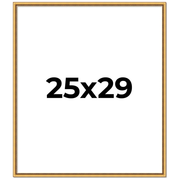 25x29 Frame Beaded Gold Solid Wood Picture Frame | 0.75 Inches Moulding Width | Liscio Oro