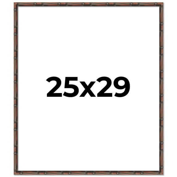 25x29 Frame Brown Bamboo with Dark Coffee/Walnut Finish | Solid Wood Picture Frame Width 0.75