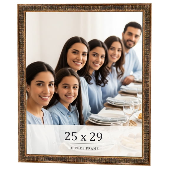 25x29 Frame Gold Kingsley Distressed Solid Wood Picture Frame Width 0.75 Inches | Interior Frame