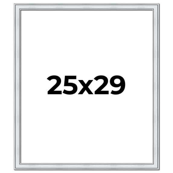 25x29 Frame Sterling Silver Solid Wood Picture Frame | 1.25 Inch Moulding Width | 0.75 Inch