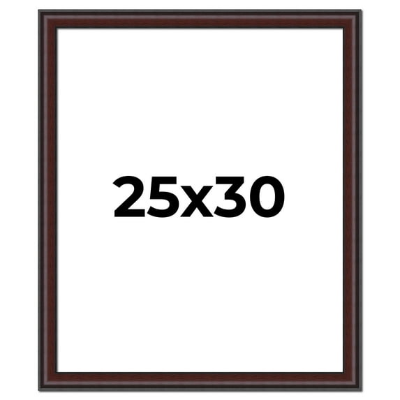 25x30 Frame Brown Round Mahogany Solid Wood Picture Frame | 1.625 Inch Moulding Width | with UV