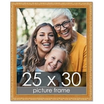 25x30 Gold Wood Picture Frame - UV Acrylic, Foam Board Backing, Hanging Hardware