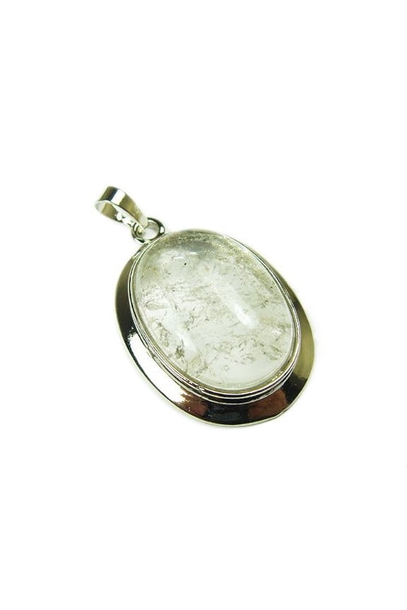 25x30mm Crystal Quartz Oval Pendant With Bail For Jewelry Making