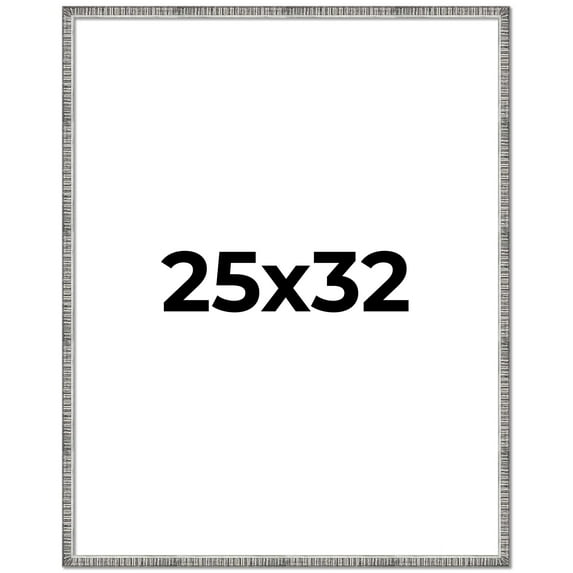 25x32 Frame Silver Grey Distressed Solid Wood Picture Frame | 0.75 Inch Moulding Width | Interior