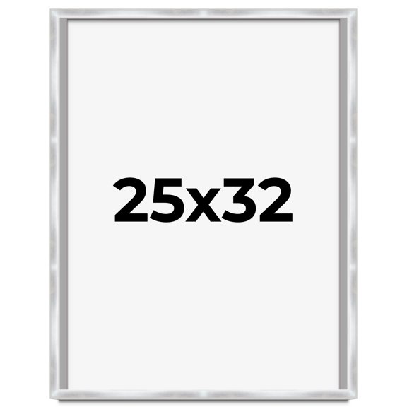 25x32 Frame Silver Whitewashed Wood Grain Solid Wood Shadow Box | 0.75 Inch Moulding Width | 0.75