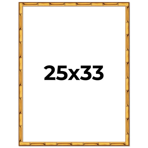 25x33 Frame Gold Bamboo Picture Frame - Complete Modern Photo Frame Includes UV Acrylic Shatter