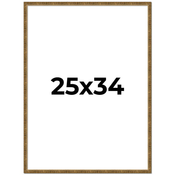 25x34 Frame Gold Kingsley Distressed Solid Wood Picture Frame Width 0.75 Inches | Interior Frame