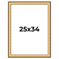 25x34 Frame Gold Plein Aire Solid Wood Picture Frame Width 2 Inches | Interior Frame Depth 0.5