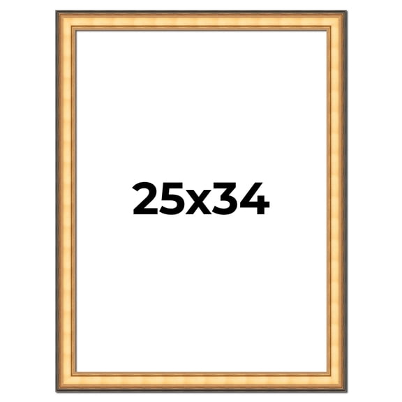 25x34 Frame Gold Plein Aire Solid Wood Picture Frame Width 2 Inches | Interior Frame Depth 0.5