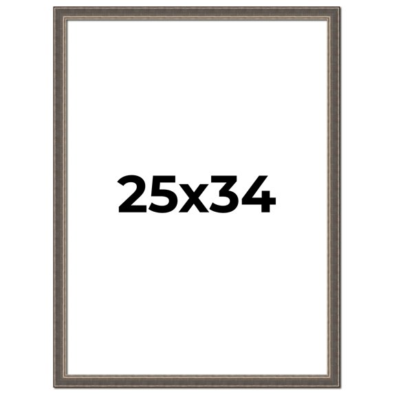 25x34 Frame Silver Real Wood Picture Frame Width 1.25 Inches | Interior Frame Depth 0.5 Inches |