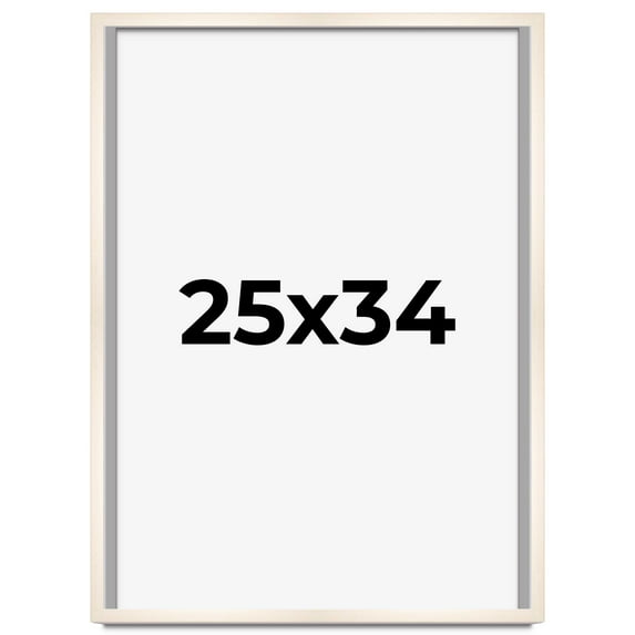 25x34 Frame White Wash Solid Wood Picture Frame | 0.75 Inch Moulding Width | Includes UV Acrylic
