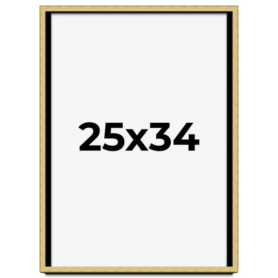 25x34 Shadow Box Frame Gold | 1.375 Inches Deep Real Wood Contemporary Shadowbox Display Frame | UV