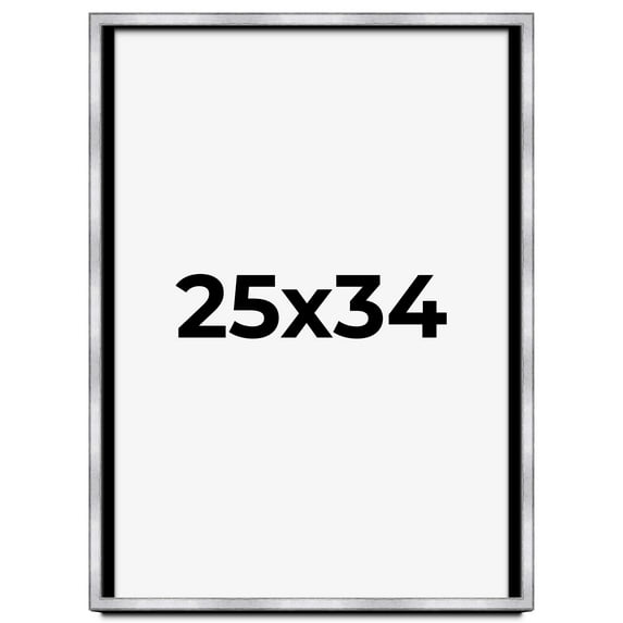 25x34 Shadow Box Frame Silver | 1.375 Inches Deep Real Wood Contemporary Shadowbox Display Frame |