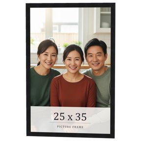 25x35 Frame Black Real Wood Picture Frame Width 0.75 inches | Interior Frame Depth 0.5 inches |