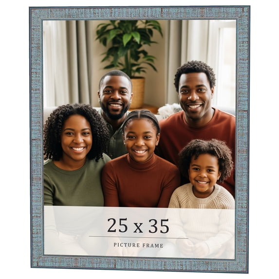 25x35 Frame Blue Scuffed Farm Board Solid Wood Picture Frame Width 0.75 Inches | Interior Depth 0.5