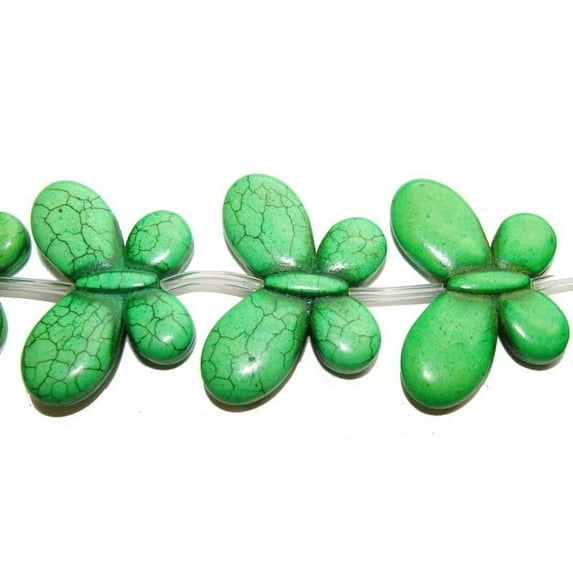 25x35mm 6 Beads Green Howlite Carved Butterfly Beads Genuine Gemstone Natural Jewelry Making