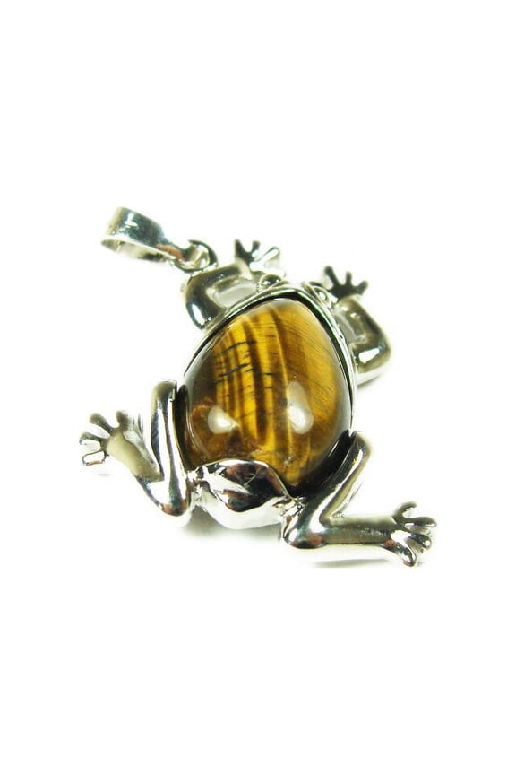 25x35mm Tiger Eye Frog Pendant For Jewelry Making