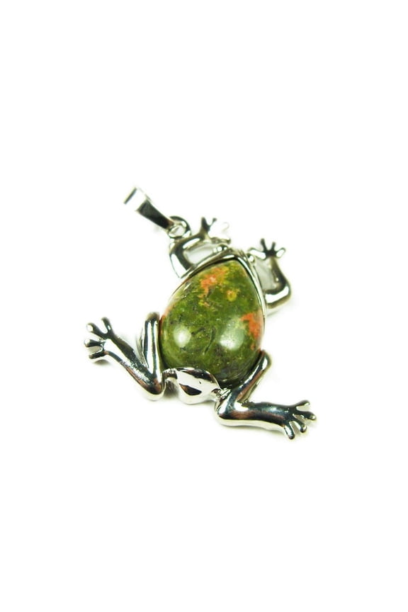 25x35mm Unakite Frog Pendant For Jewelry Making