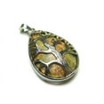 thumbnail image 1 of 25x35mm Unakite Tree Of Life Teardrop Pendant For Jewelry Making, 1 of 1