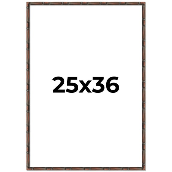 25x36 Frame Brown Bamboo with Dark Coffee/Walnut Finish | Solid Wood Picture Frame Width 0.75