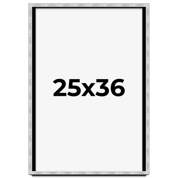 25x36 Frame Brushed Silver Solid Wood Picture Frame | 0.75 Inch Moulding Width | Rabbet Depth 0.75