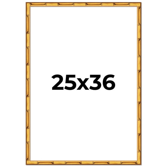 25x36 Frame Gold Bamboo Solid Wood Picture Frame | 1 Inch Moulding Width | Interior Frame Depth