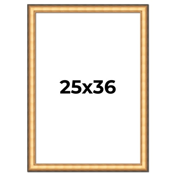 25x36 Frame Gold Plein Aire Solid Wood Picture Frame Width 2 Inches | Interior Frame Depth 0.5